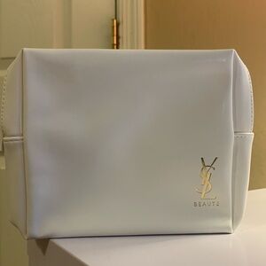 NEW YSL White & Gold Patent Zip Bag